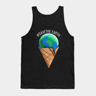 Ice Cream Cone With Melting Ice Cream Ball For Earth Day Tank Top